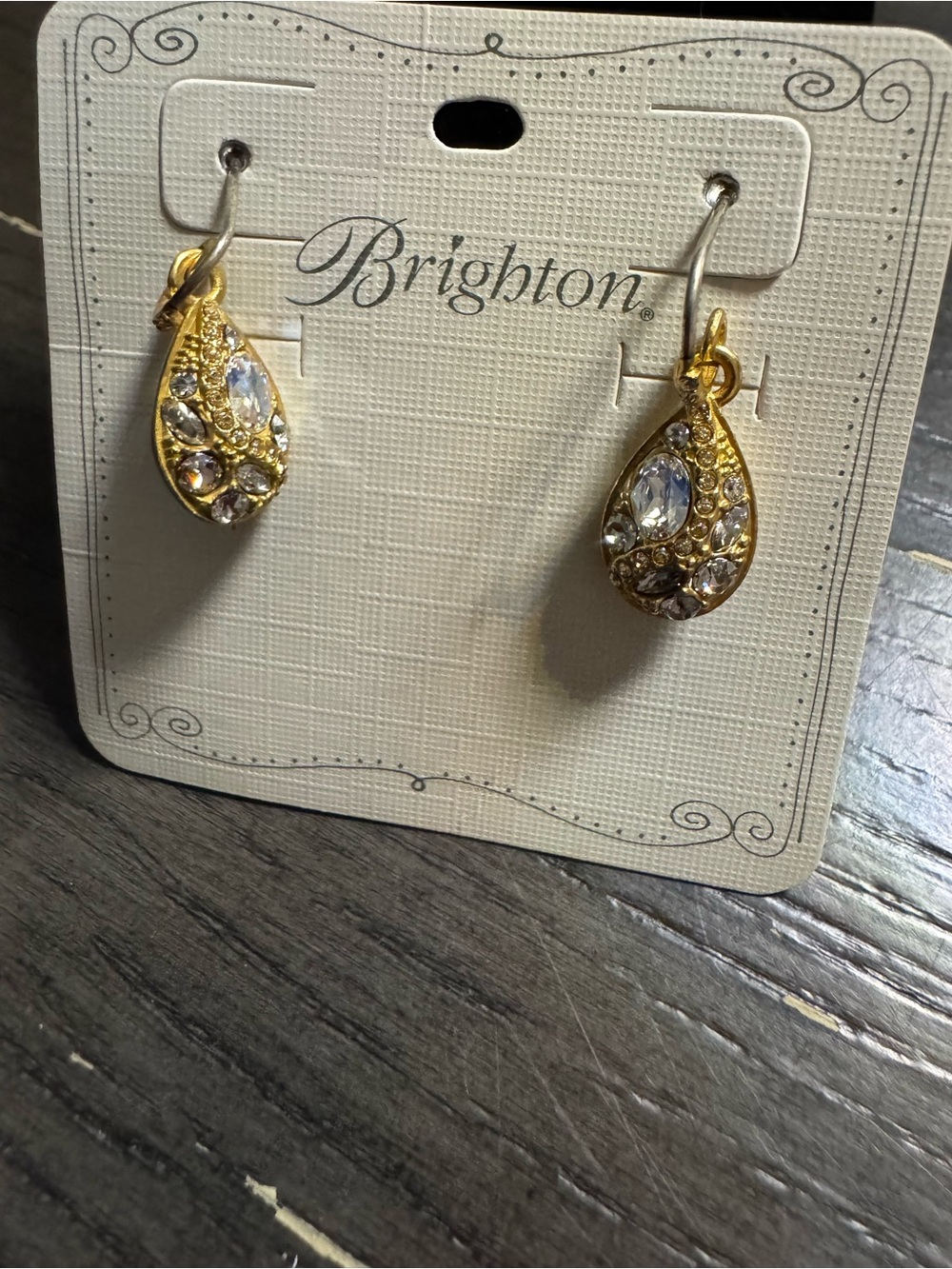 Brighton Gold Teardrop Crystal Drop Earrings